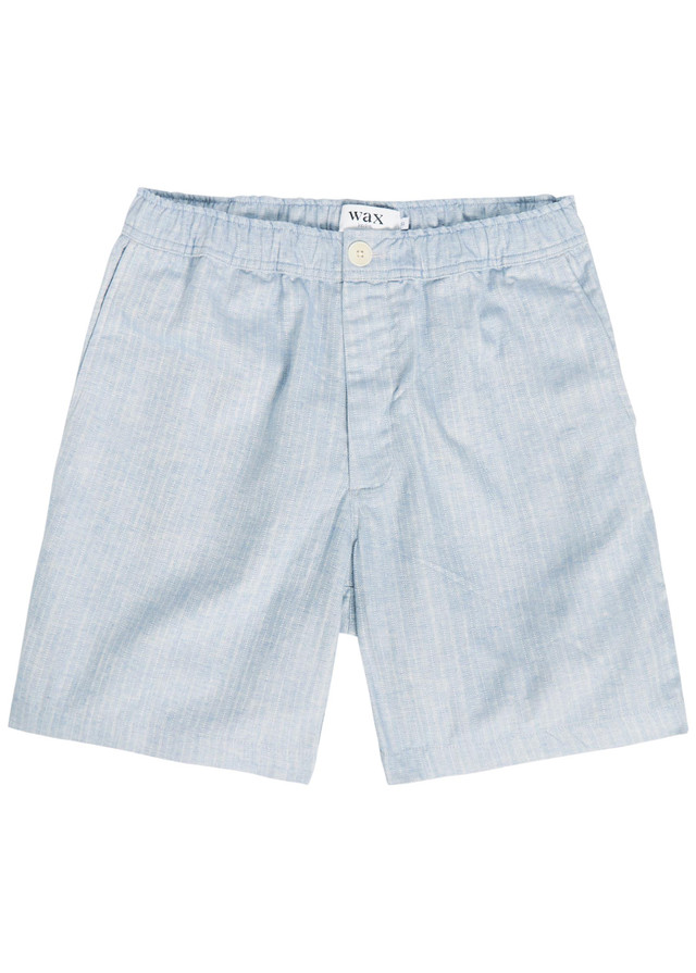 WAX LONDON Kurt striped cotton and linen-blend shorts