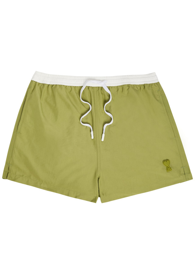 AMI PARIS Logo-appliquéd woven swim shorts