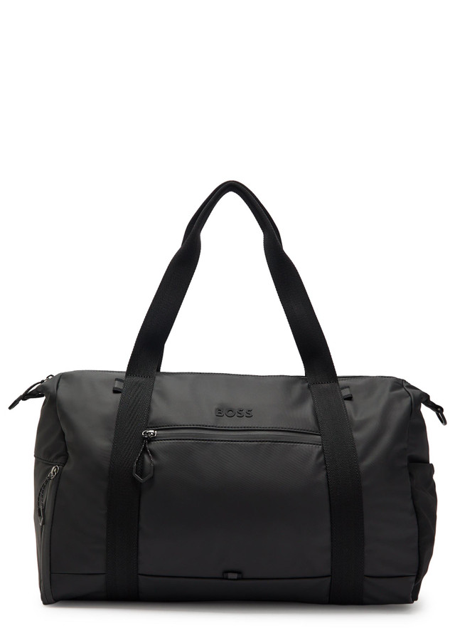 BOSS Stenson logo coated faux leather holdall