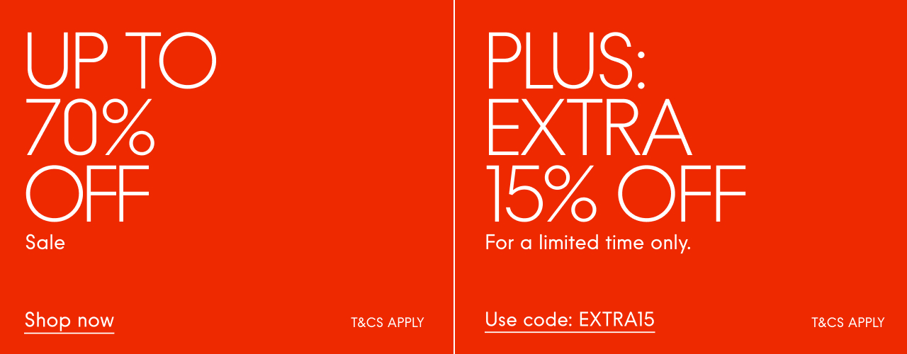 Up to 70% off sale, plus extra 15% off with code: EXTRA15 For a limited time only. Shop now