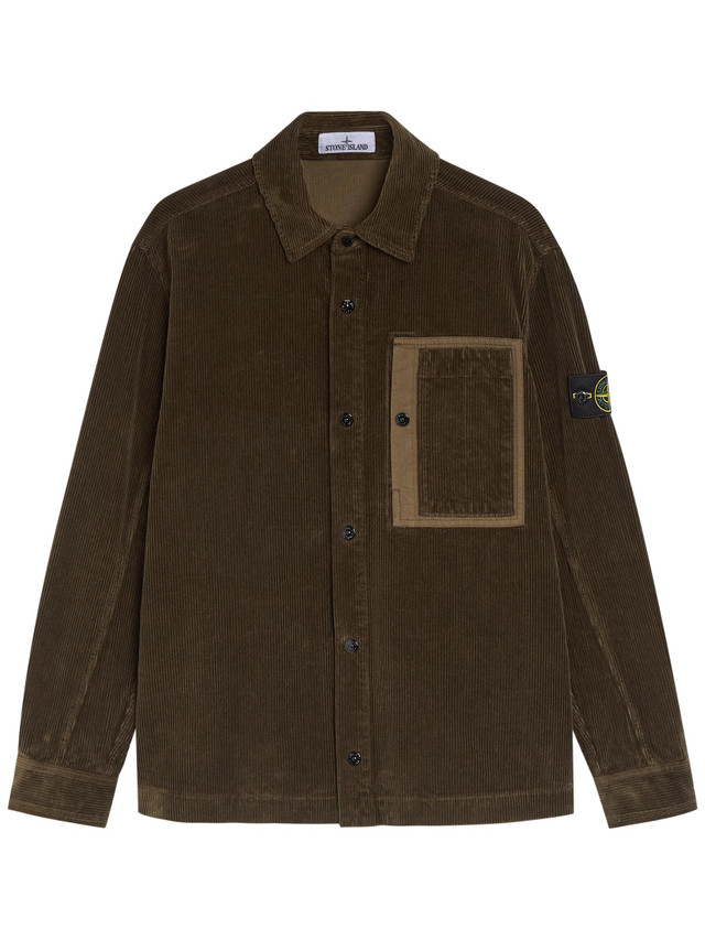 STONE ISLAND Logo corduroy overshirt