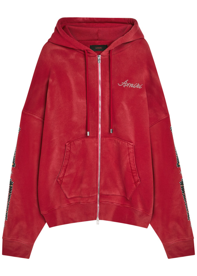 AMIRI Amiri Bones embellished hooded cotton sweatshirt