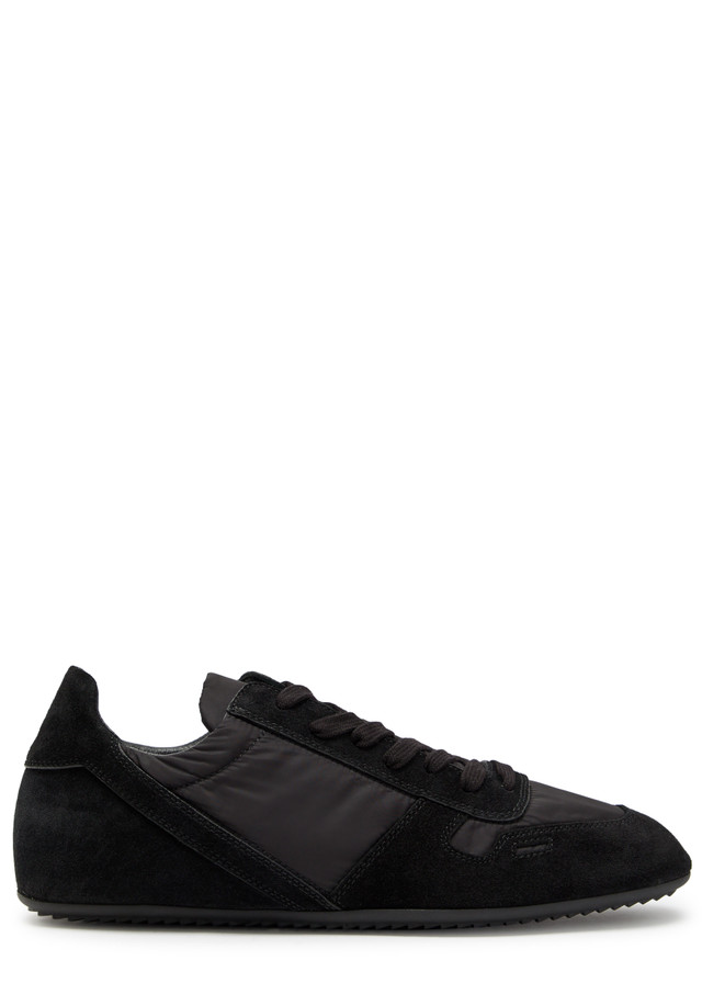 RICK OWENS Panelled nylon and suede sneakers
