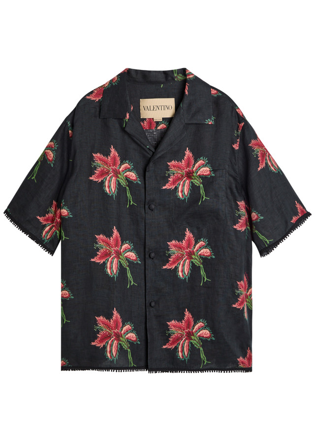 VALENTINO GARAVANI Floral-print linen shirt