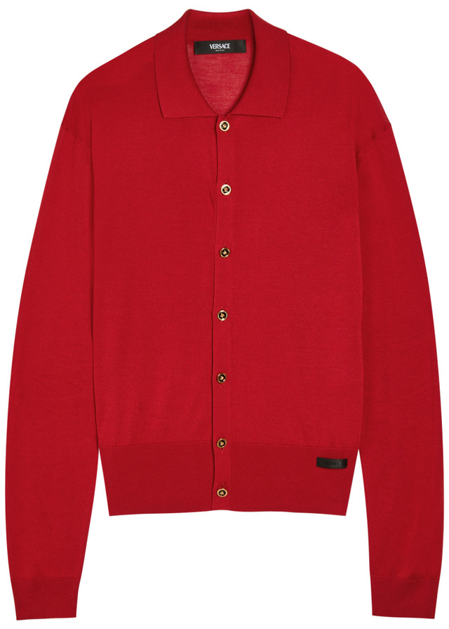 VERSACE Fine-knit silk-blend cardigan