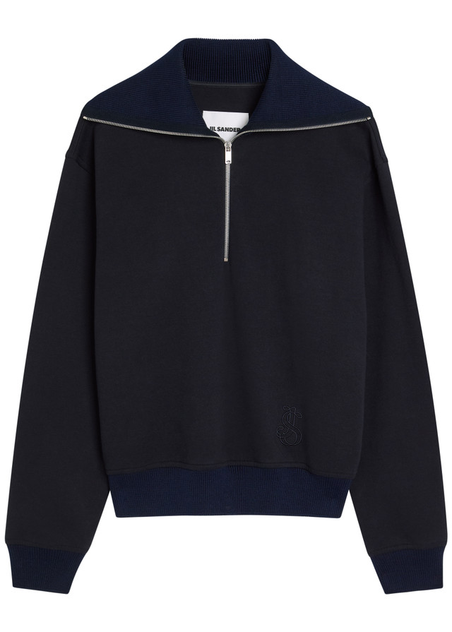 JIL SANDER Half-zip cotton polo sweatshirt