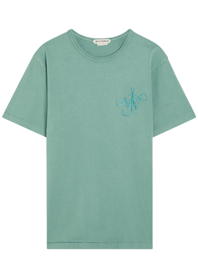 JW ANDERSON Ribbon Anchor embroidered cotton T-shirt