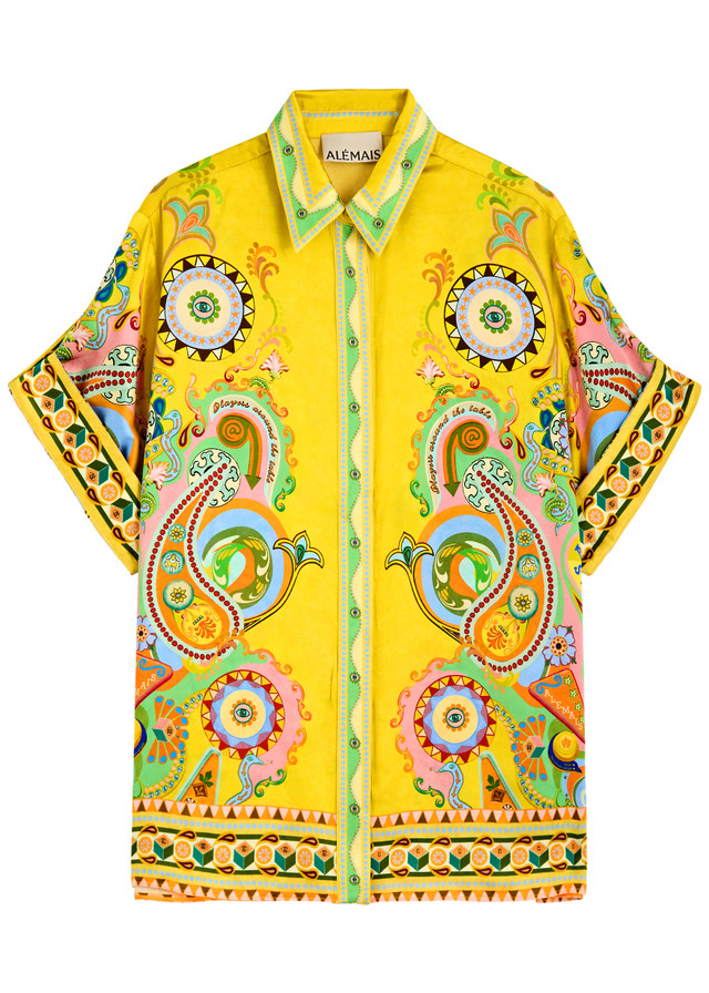 ALEMAIS Pinball printed silk-satin shirt