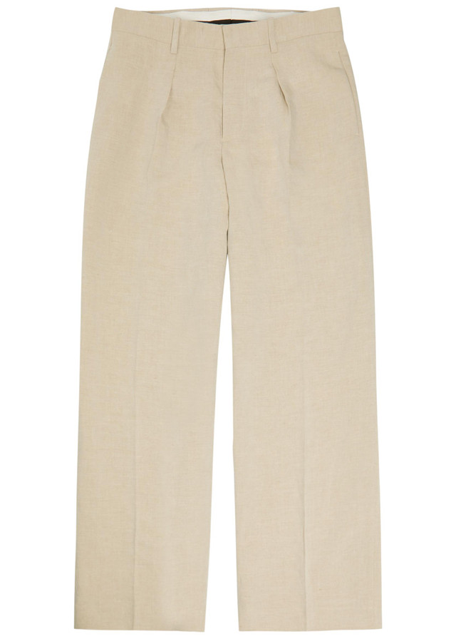 JW ANDERSON Pleated wide-leg linen-blend trousers