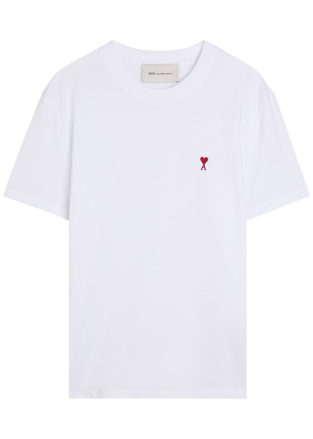 AMI PARIS Logo-embroidered cotton T-shirt