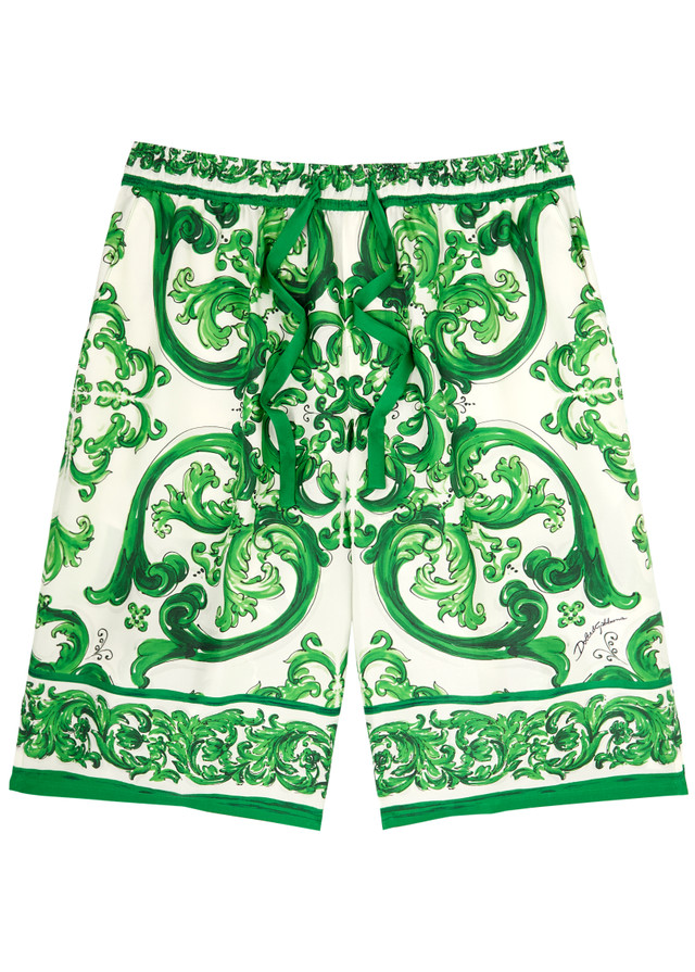 DOLCE & GABBANA Majolica printed silk shorts